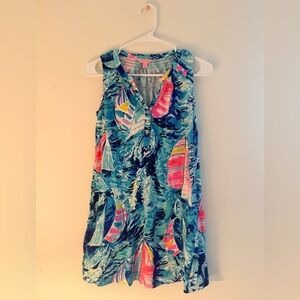 Lilly Pulitzer Aqua Pink Yellow Printed Sundress